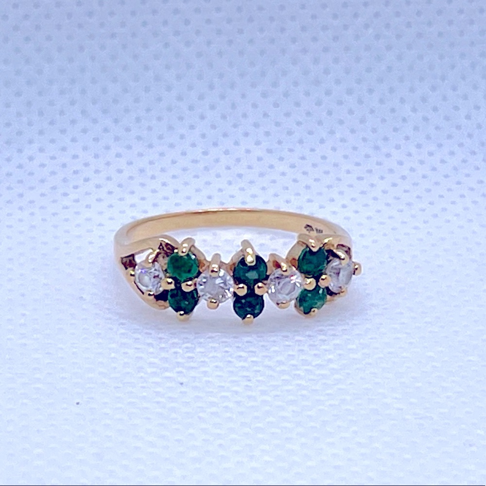 10K Gold Emerald & Diamond Band